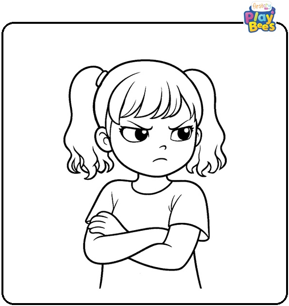 Jealous Little Girl Coloring Page