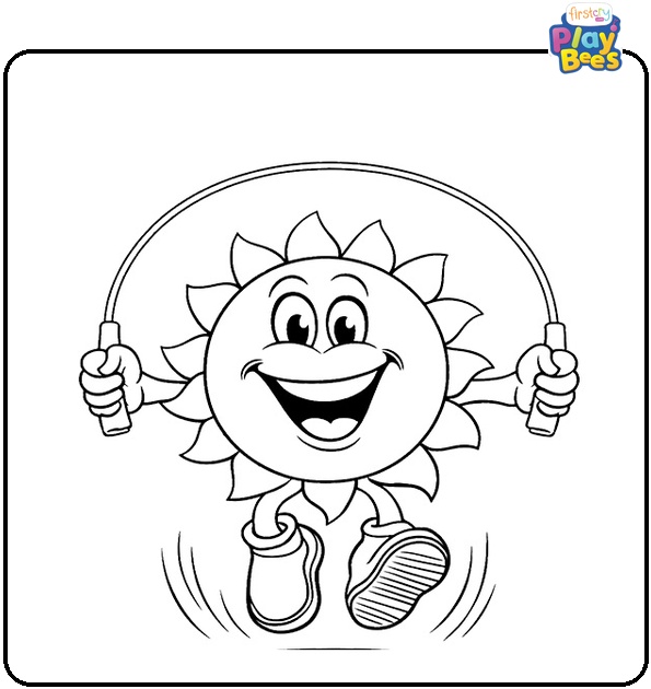 Jumping Sun With A Jump Rope Coloring Page