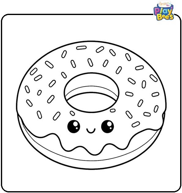 Kawaii Donut Coloring Page