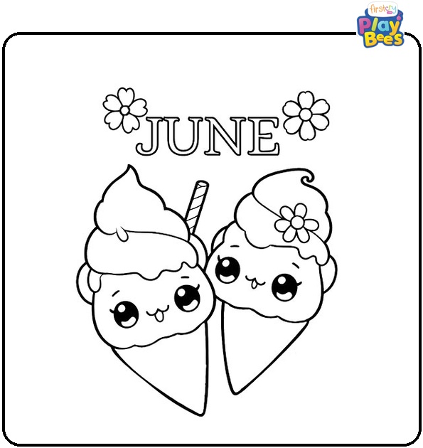Kawaii June Coloring Page
