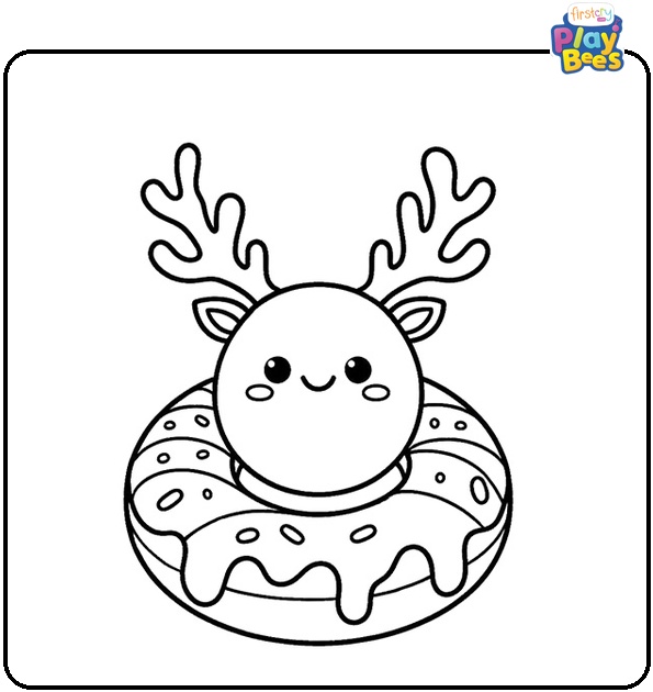 Kawaii Reindeer Coloring Page
