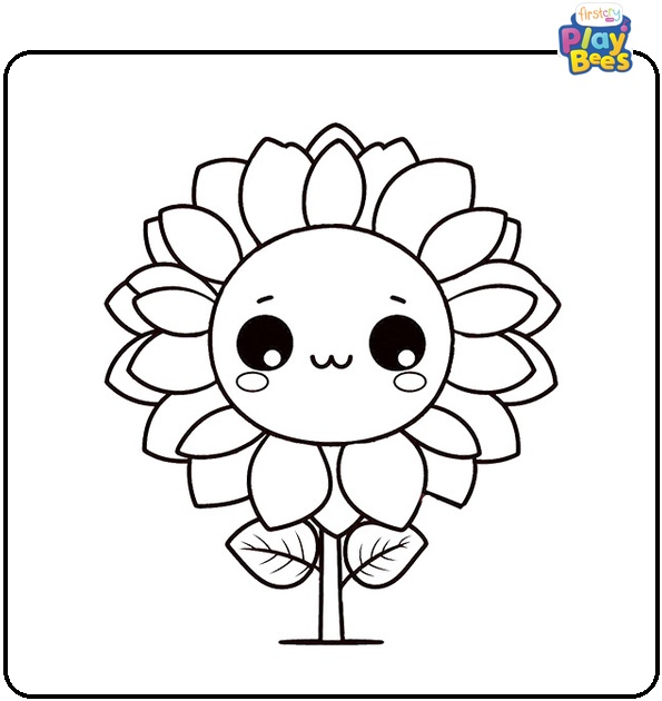 Kawaii Sunflower Coloring Page