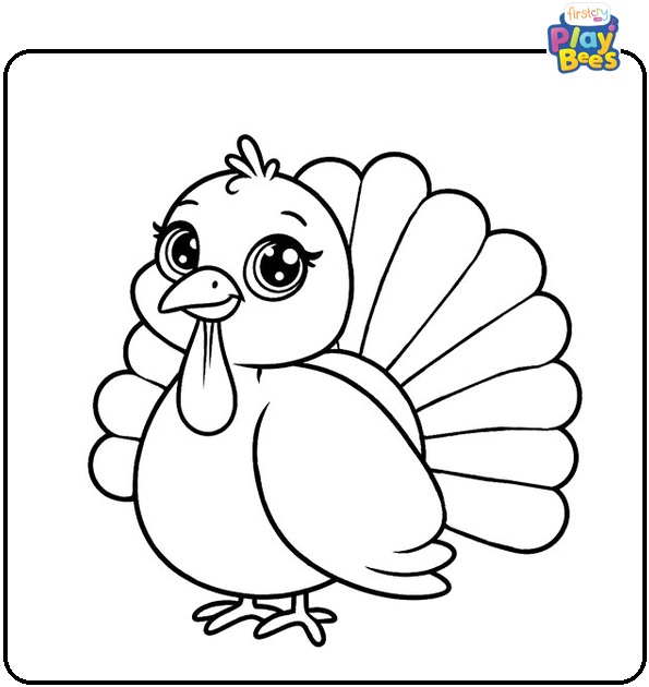 Kawaii Turkey Colouring Page