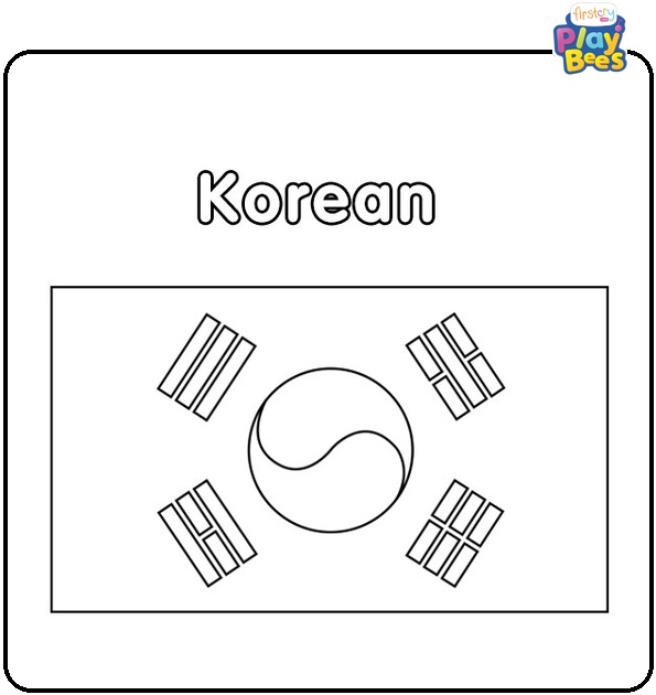 Korea Flag Coloring Page