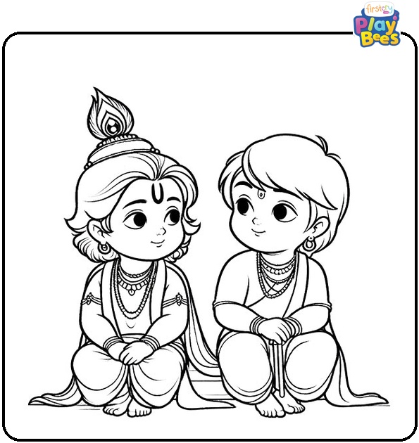 Krishna And Balarama Coloring Page