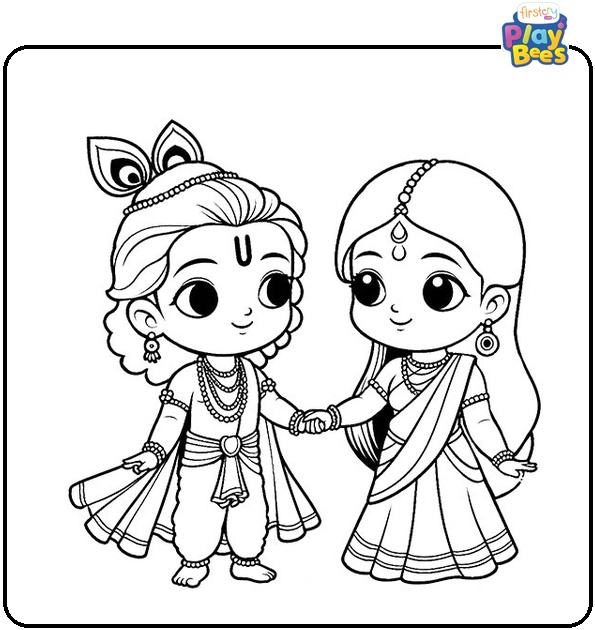 Krishna And Radha Coloring Page