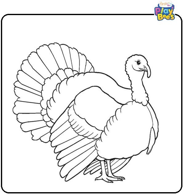 Large Turkey on the Farm Colouring Page