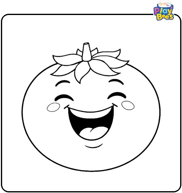 Laughing Tomato Coloring Page