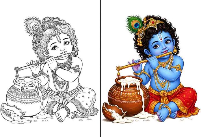 Lord Krishna Coloring Pages – Free Printable Sheets & Images