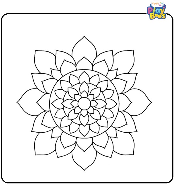 Mandala with Flower Petals Coloring Page Mandala with Flower Petals Coloring Page