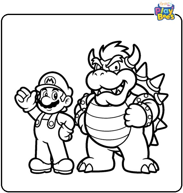Mario And Bowser Coloring Page