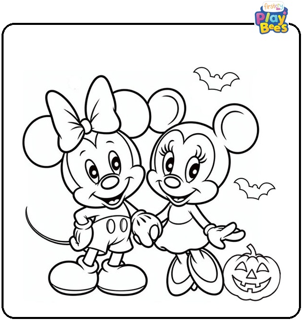 Mickey And Minnie Halloween Coloring Page Mickey And Minnie Halloween Coloring Page