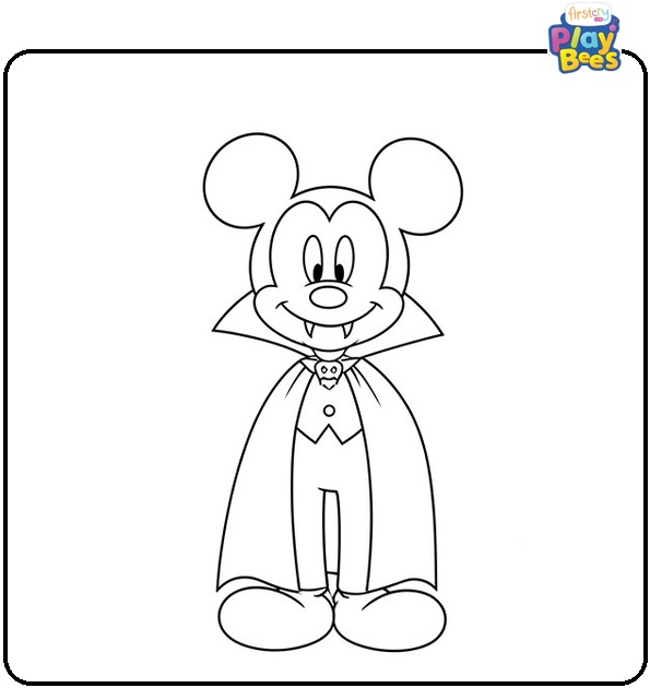 Mickey Halloween Vampire Coloring Page Mickey Halloween Vampire Coloring Page