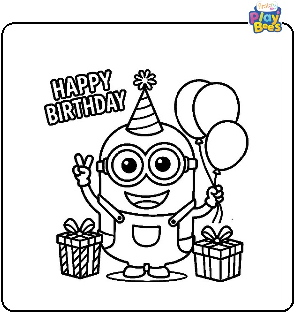 Minion Happy Birthday Coloring Page Minion Happy Birthday Coloring Page