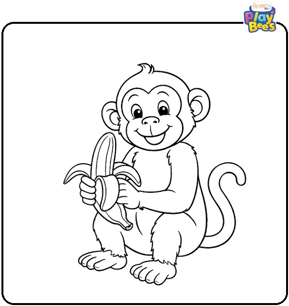 Monkey Holding a Banana Coloring Page
