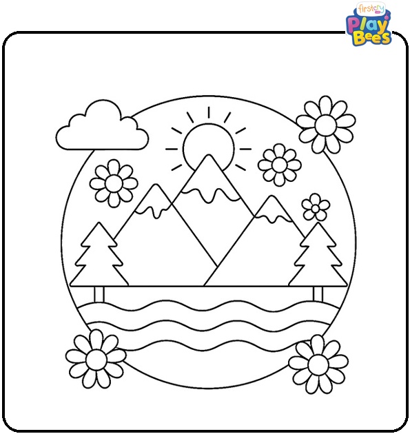 Mountain Mandala Coloring Page Mountain Mandala Coloring Page