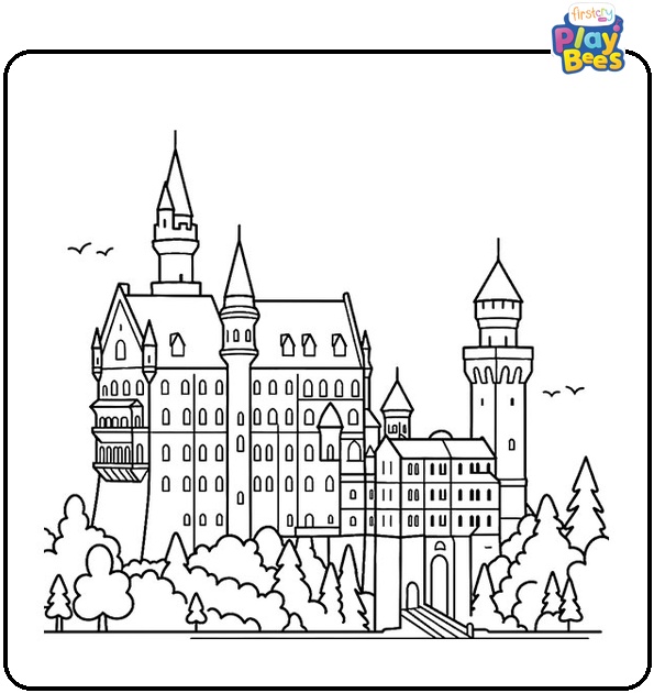 Nuschwanstein Colouring Page