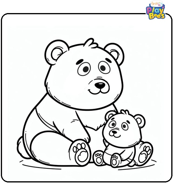 Panda Mother and Baby Coloring Page