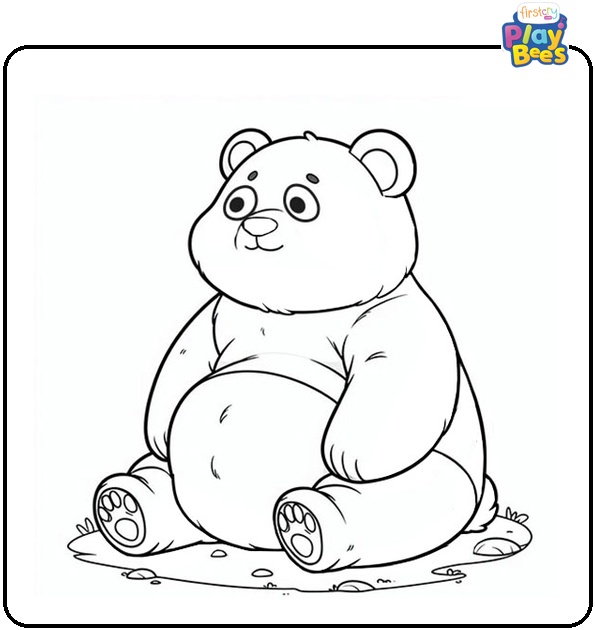 Panda Sits on the Ground Coloring Page
