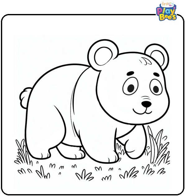 Panda Walking on Grass Coloring Page