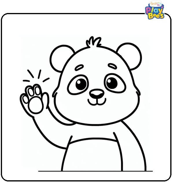 Panda Waving Hand Coloring Page