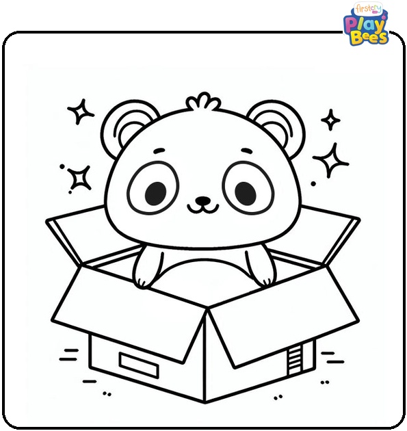 Panda in a Box Coloring Page