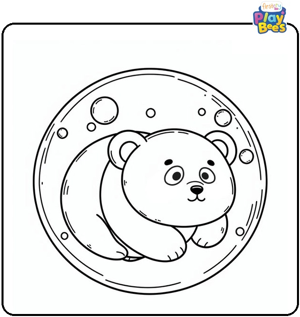 Panda in a Bubble Coloring Page