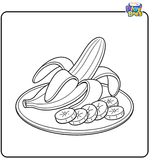 Peeled Banana On A Plate Coloring Page