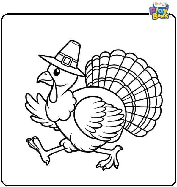 Pilgrim Turkey Running Colouring Page