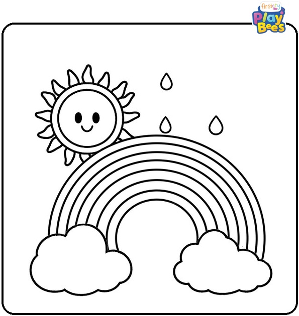 Rainbow and Sun Coloring Page
