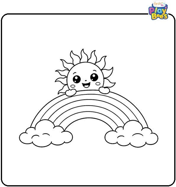 Rainbow and Sun Coloring Page