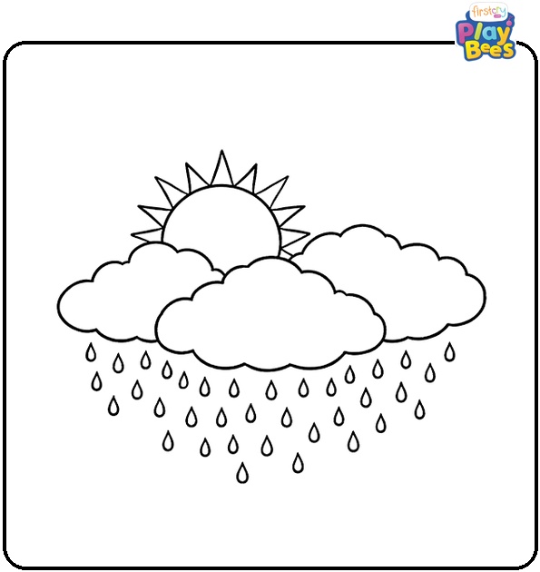 Rainclouds and Sun Coloring Page