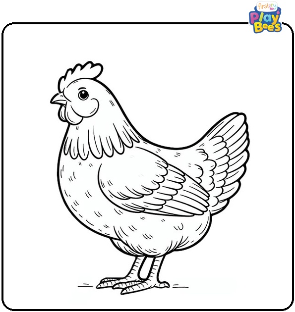 Realistic Chicken Coloring Page