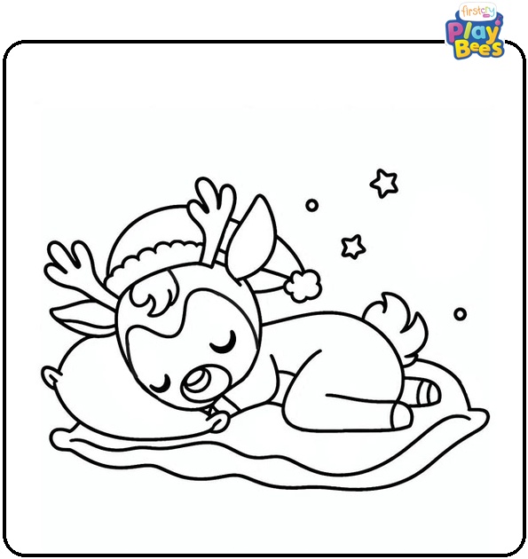 Rudolph Sleeping Coloring Page