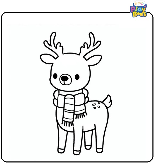 Rudolph Wearing a Scarf Coloring Page