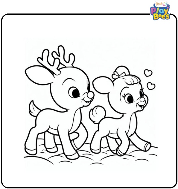 Rudolph and Clarice Coloring Page