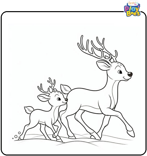 Rudolph and Reindeer Coloring Page