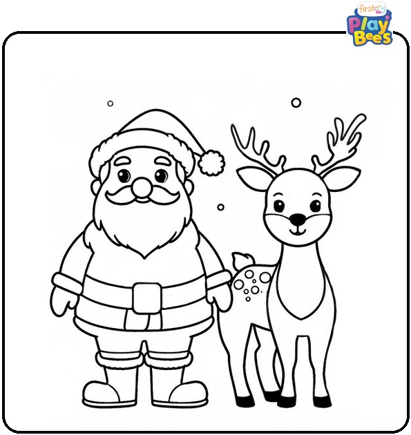 Rudolph and Santa Coloring Page