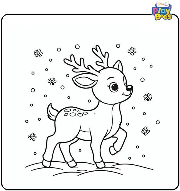 Rudolph in Snow Coloring Page