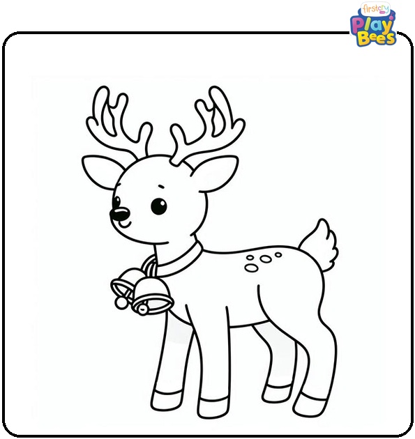 Rudolph with Bells Coloring Page