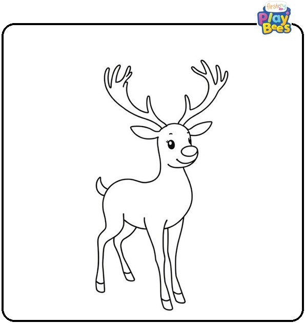 Rudolph with Large Antlers Coloring Page
