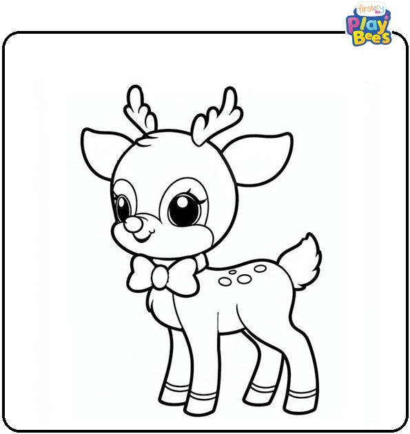 Rudolph with a Bowknot Coloring Page