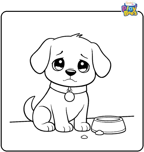 Sad Puppy Coloring Page