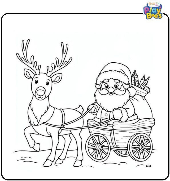 Santa Lead by Rudolph Coloring Page