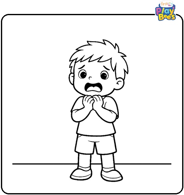 Scared Boy Coloring Page