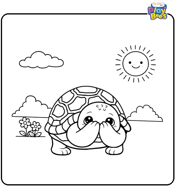 Shy Turtle Coloring Page