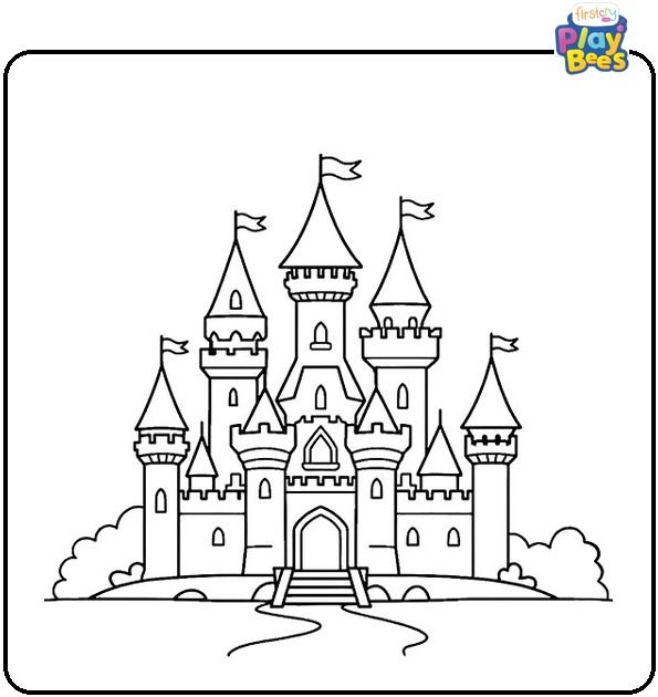 Simple Castle Colouring Page