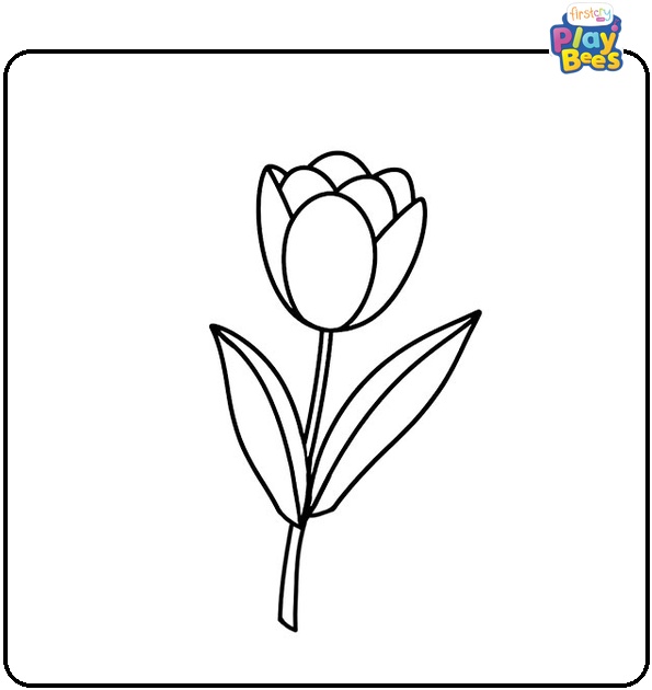 Simple Tulip Flower Colouring Page