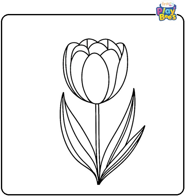 Single Tulip Colouring Page