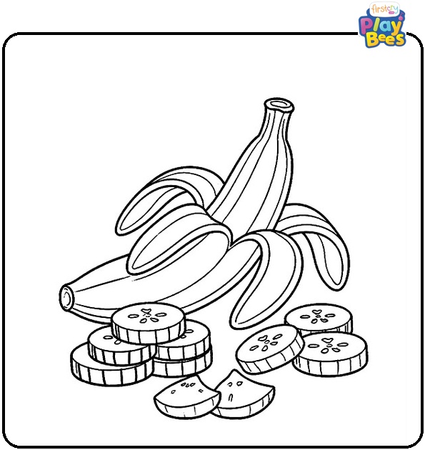 Sliced Banana Coloring Page